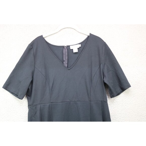 Vineyard Vines V Neck Black Dress-Size 16-Goth-Witchy-Back Zip - Picture 2 of 8